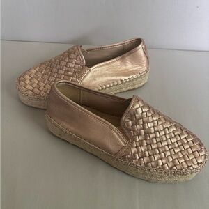 Sam Edelman 8.5 Flats Espadrilles Rose Gold Platform Catherine Slip-on Leather